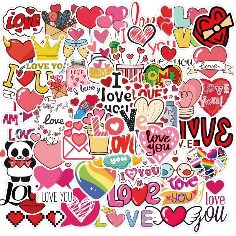 10/30/50/100 шт. новые Мультяшные наклейки ILOVEYOU Love на День святого Валентина гитару