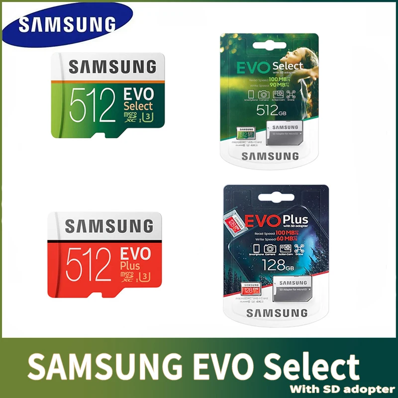 

SAMSUNG EVO Plus 512GB 256GB Memory Card 128GB U3 4K Micro SD Card 64GB 32GB U1 SDHC Microsd UHS-I C10 TF Trans Flash Microsd