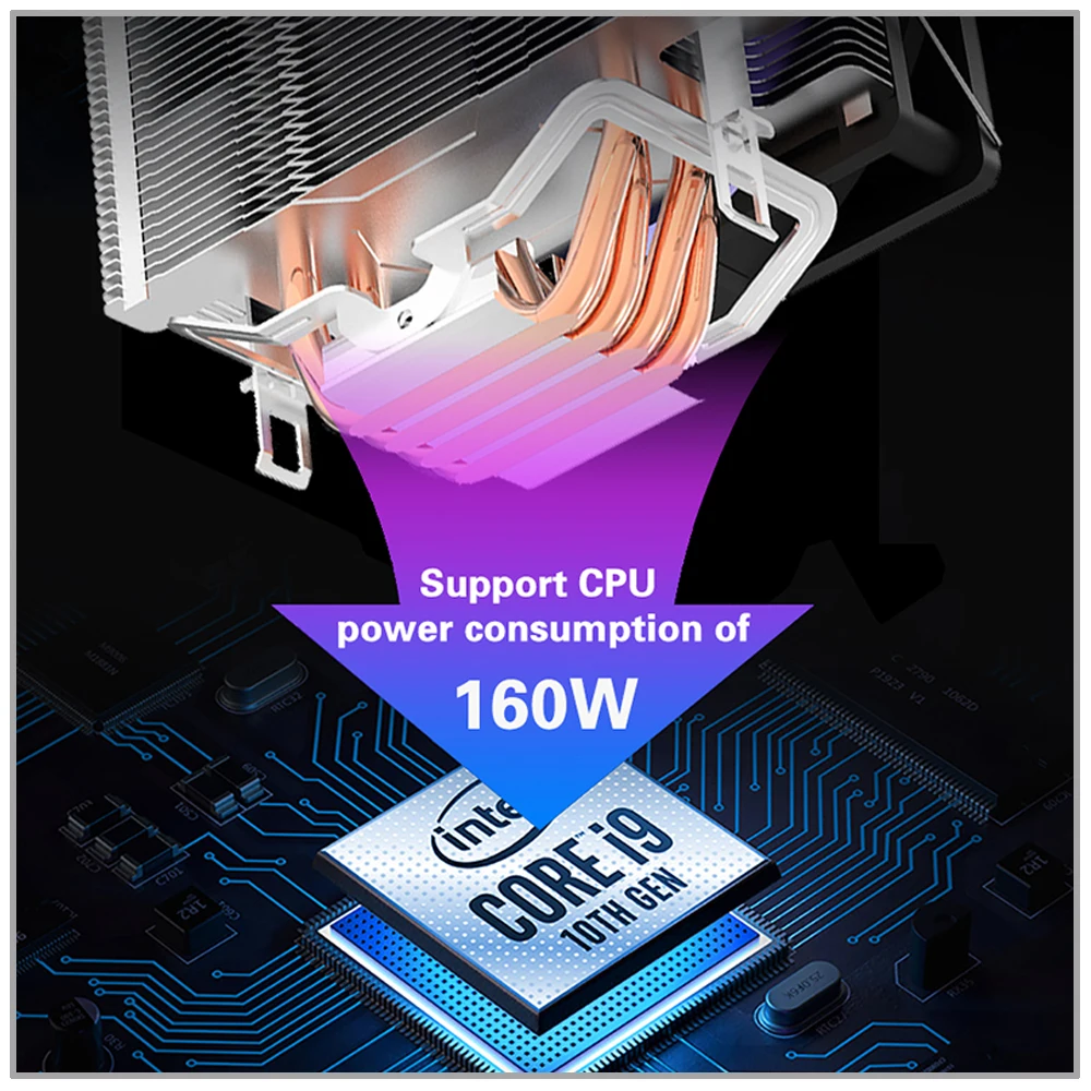 Кулер процессора для Lga 2011-V3/1366/1151/1700 AM4 AM3 4 тепловые трубки кулер ЦП 4-контактный