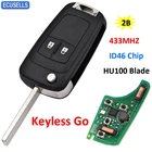 Пульт дистанционного управления 2B Keyless-go Flip для автомобиля Chevrolet Cruze Sonic Malibu Camaro Impala 433 МГц ID46 46 Chip HU100 Uncut Balde