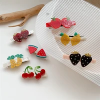 ins new summer fruits acetate hair clips barrettes sweet cute geometric colorful side pins korean women girls hair accessories