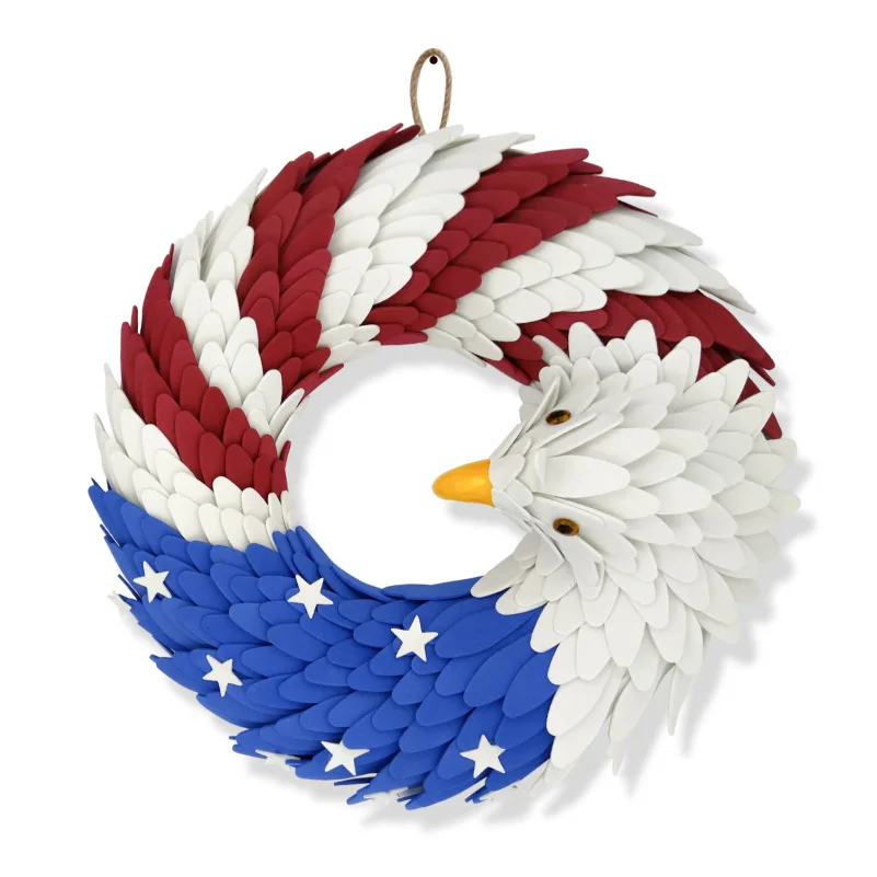 

Aqumotic Eagle Garland Independence Day Stars and Stripes Pendant Ring American Flag Star EVA Sheet Home Decoration