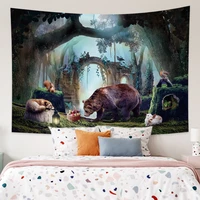 jungle forest safari animal tapestry psychedelic mushroom fairyland wall hanging child room home decor tapestries wall carpet