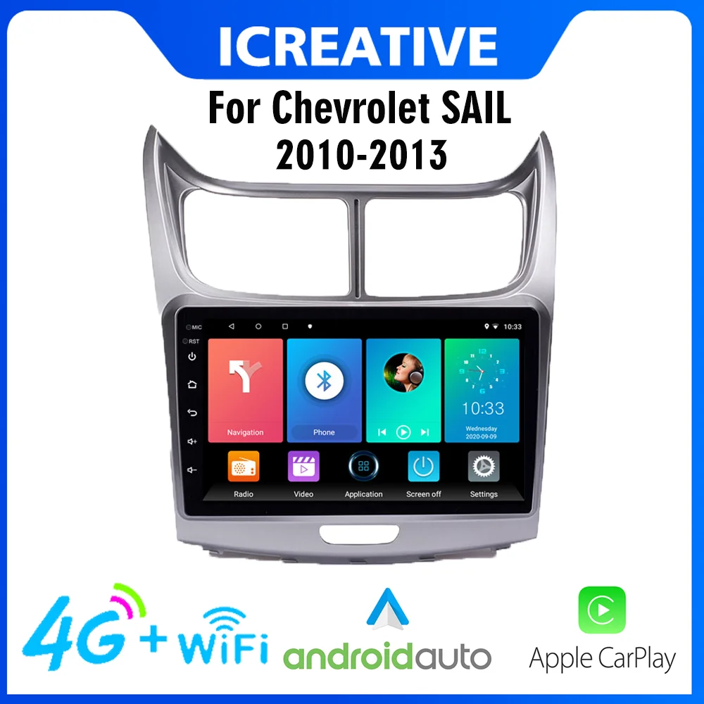 

CarPlay Автомагнитола Магнитола Мультимедиа автомобиля для Chevrolet SAil 2010, 2011, 2012, 2013, 2 Din, Android 8,1, 9 дюймов, сенсорный экран, GPS-навигация, мультимедий...