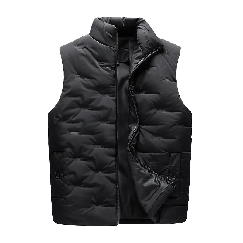 Men's vest Autumn/Winter thickened down cotton vest plus size steel print over sleeveless warm coat plus size M-5XL