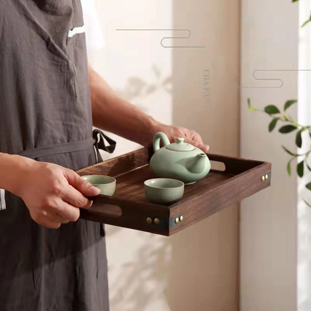S/M/L прямоугольный деревянный кухонный поднос для завтрака кофе чая коктейлей