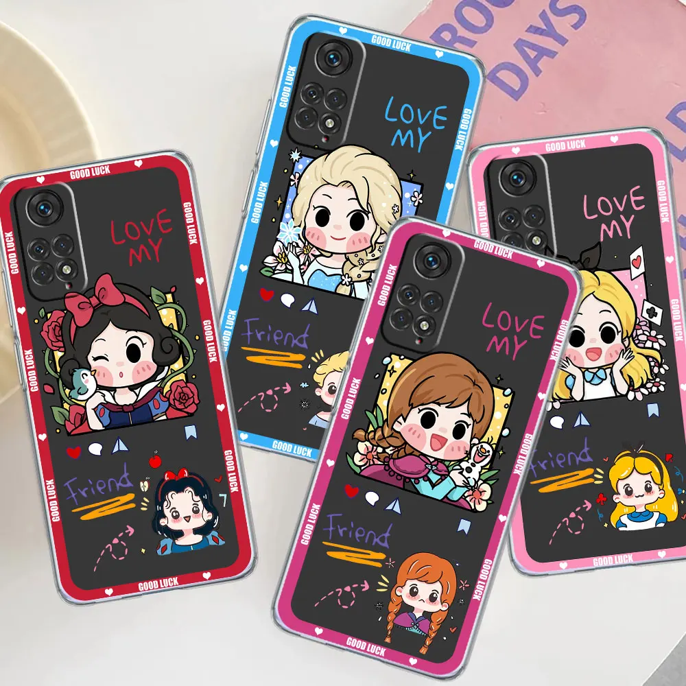 

Elsa Anna Rapunzel Princess Soft Silicone Case for Xiaomi Redmi Note 11 10 9 Pro 9S 12 9C K40 9A 10C 8 Clear Cover Shell Funda