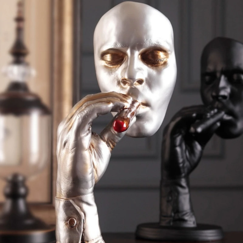 Абстрактная скульптура в стиле ретро статуэтка с лицом курительной сигары