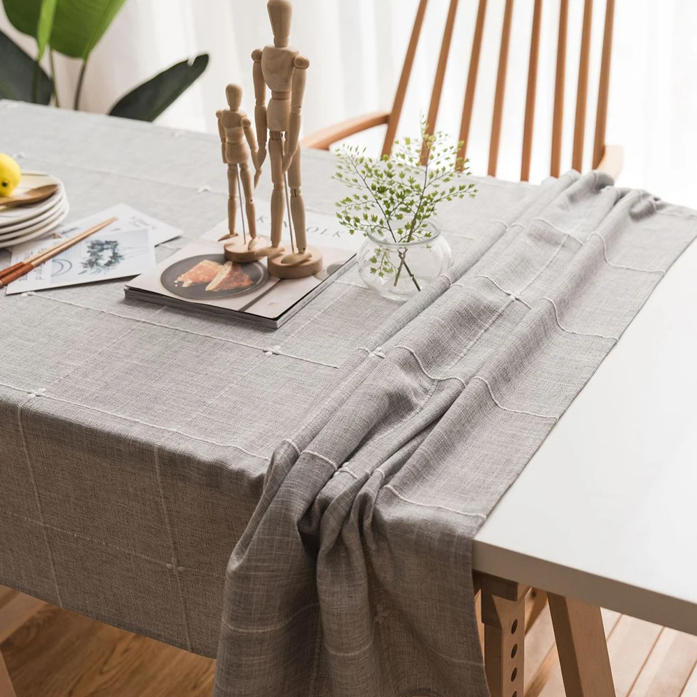 

Nordic Embroidery Tablecloth Linen Cotton Decorative Table Cover For Dining Party Wedding Manteles De Mesa Rectangular Tapete