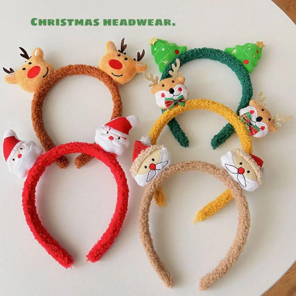 

Santa Claus Christmas Headband Christmas Tree Fairy Deer Ear Antlers Headband Elk Hair Hoop Plush Christmas Elf Headband