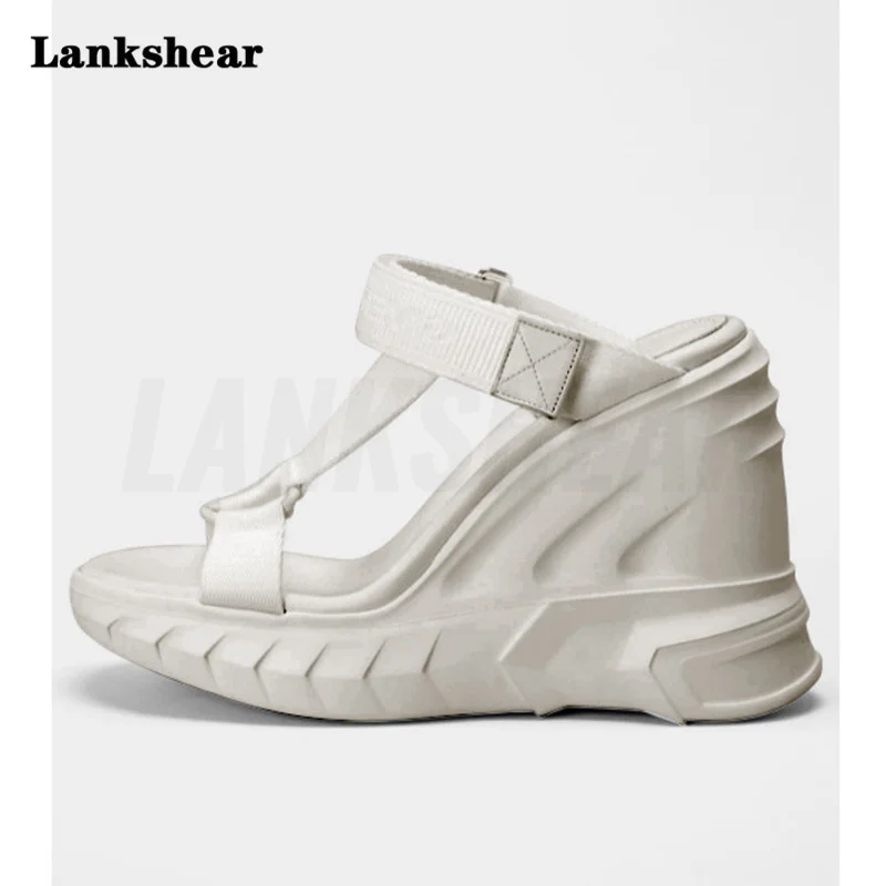 

Women Woven Strap Thick Bottom Wedge Sandals Round Toe Slope Summer High Heeled Sandals Open Heeled Slippers Large Size Slippers