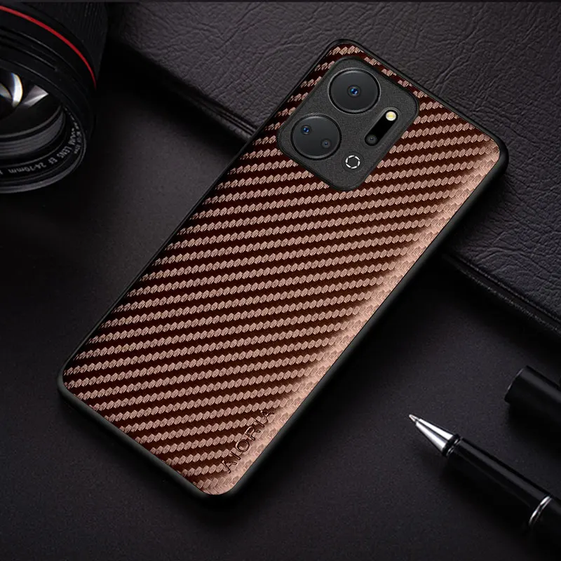 Текстурный чехол из углеродного волокна для телефона Huawei Honor X7A X6A X6B модный дизайн