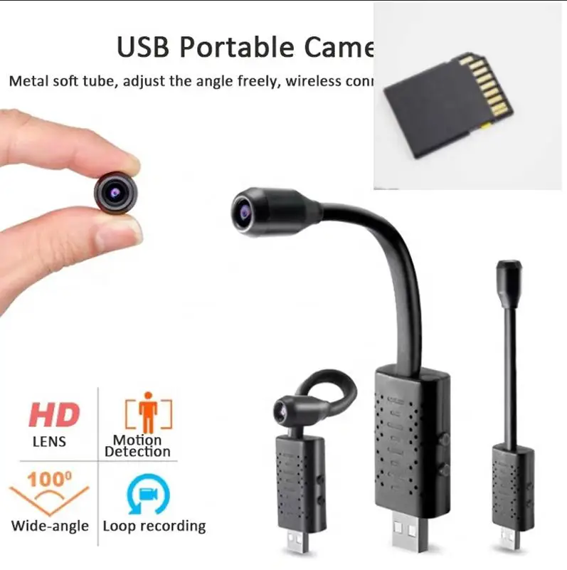 

2022 USB Wi-Fi Веб-камера мини-камера 1080P с ночным видением, обнаружением движения, Wi-Fi камера для компьютера USB PK SQ11 A9 hid den-камера
