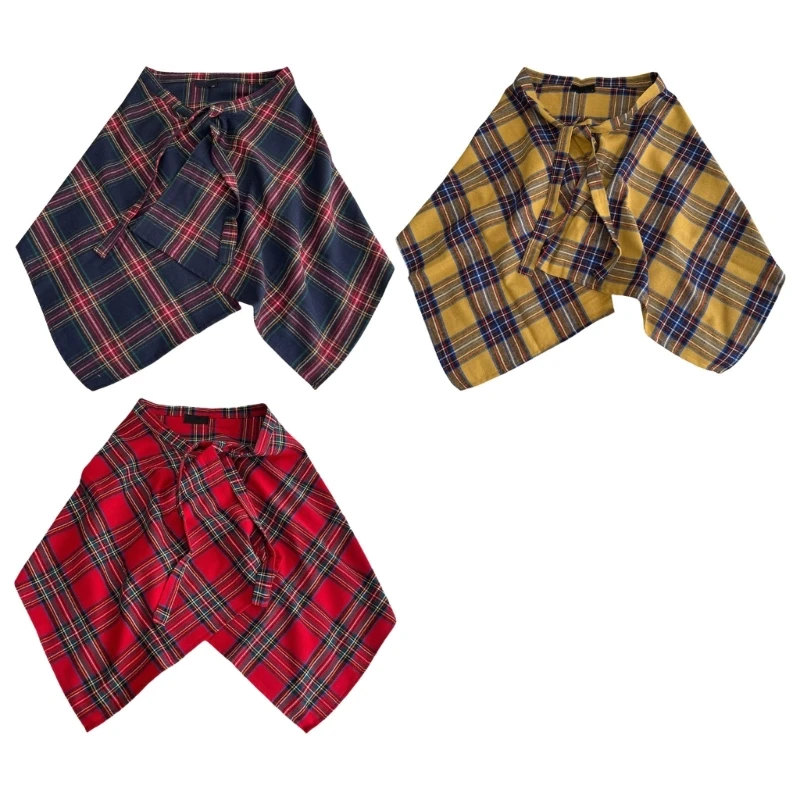 Элегантная юбка с запахом на подоле из искусственной рубашки клетчатая