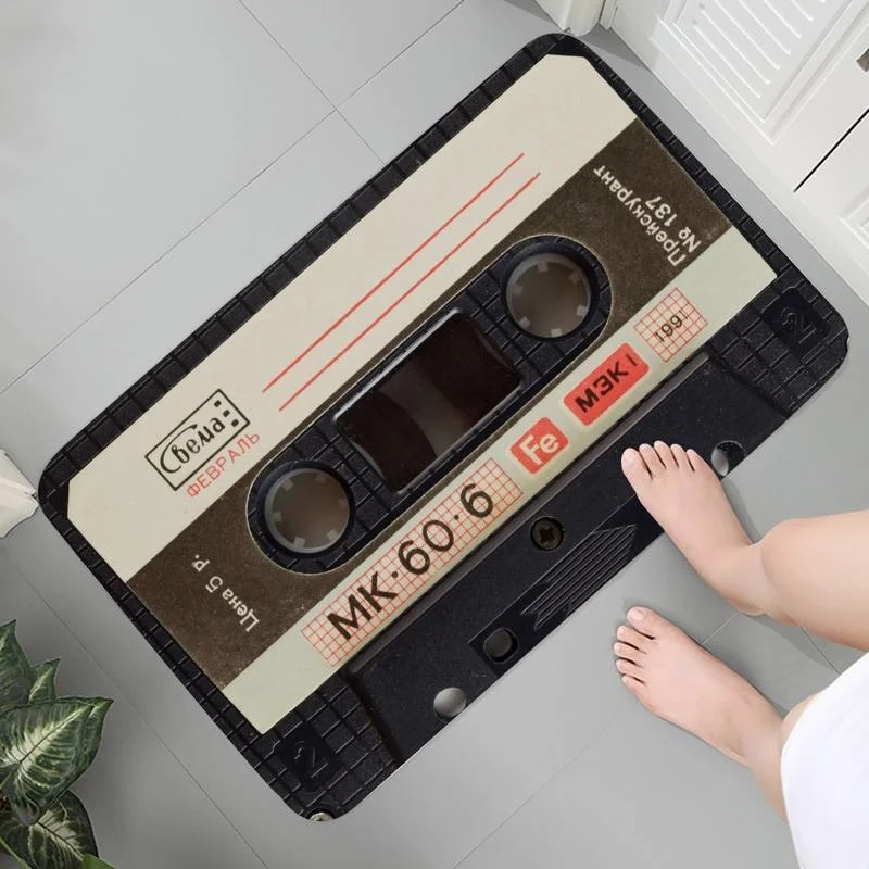

Flannel Hallway Carpet Doormat Room Mat Kitchen Washable Living Rug Coffee table Cassette Tape Parlor Mat Room Carpets