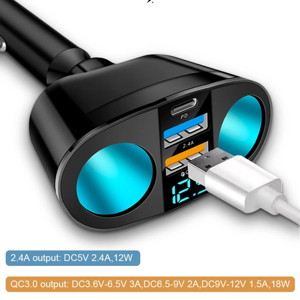 

Автомобильное зарядное устройство с двумя USB-портами, 12 В/24 В, 20 Вт