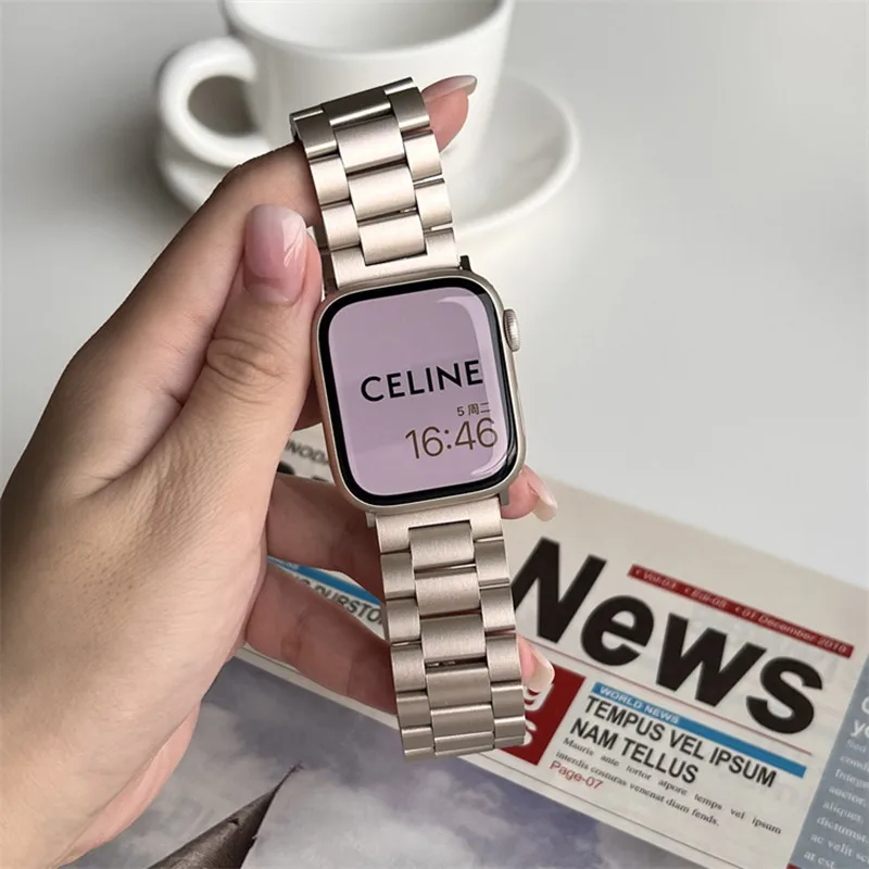 Starlight metal stainless steel strap for Apple Watch 8Apple watch6 strap iwatch7 strap apple watch band  apple watch enlarge