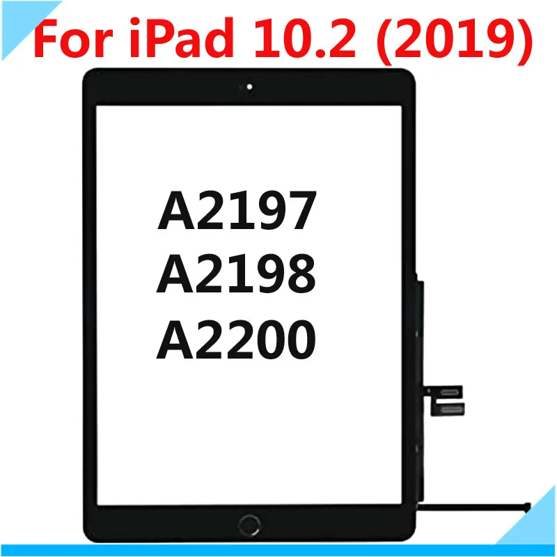 

5PCS Touch Screen For iPad 7th Gen Digitizer Outer Glass Panel with Adhesive For Apple iPad 10.2 (2019) A2197 A2198 A2200