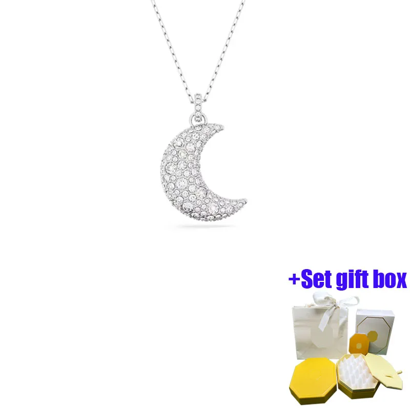

Женское серебряное ожерелье высокого качества с инкрустированными бриллиантами Лунная цепочка на ключицы, подходит для красивых женщин, бесплатная доставка