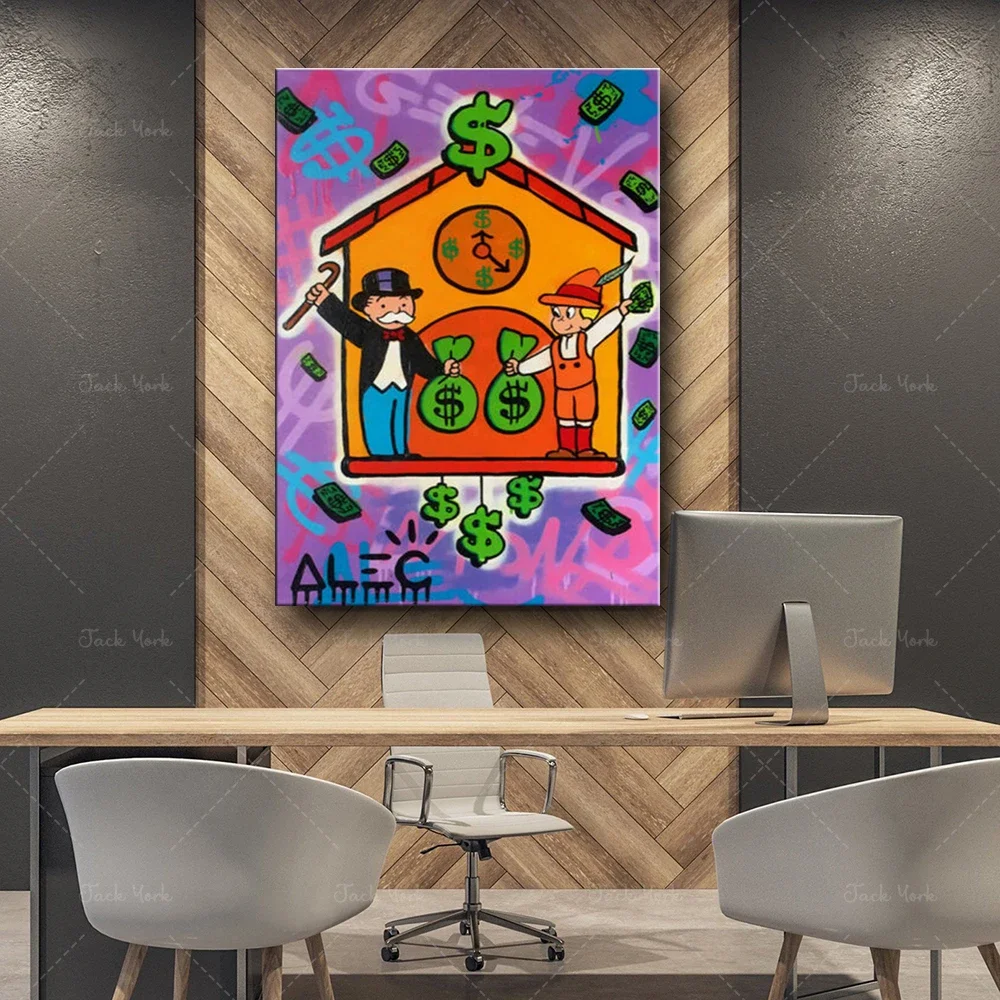 Картина на холсте абстрактный постер Alec Monopoly Richie коробке для часов настенное