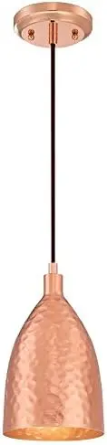 

One-Light Indoor Mini Pendant, Hammered Copper Finish, Bronze Wind chimes Japanese lantern Plug in ceiling light with cord Led l