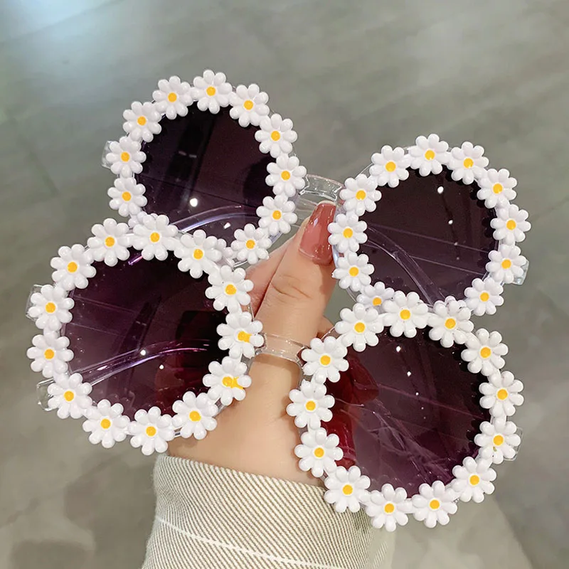 

Fashion New Round Brand Desige Sunglasses Adult Kids Vintage White Chrysanthemum Travl Shade Sun Glasses Popular Outdoor UV400