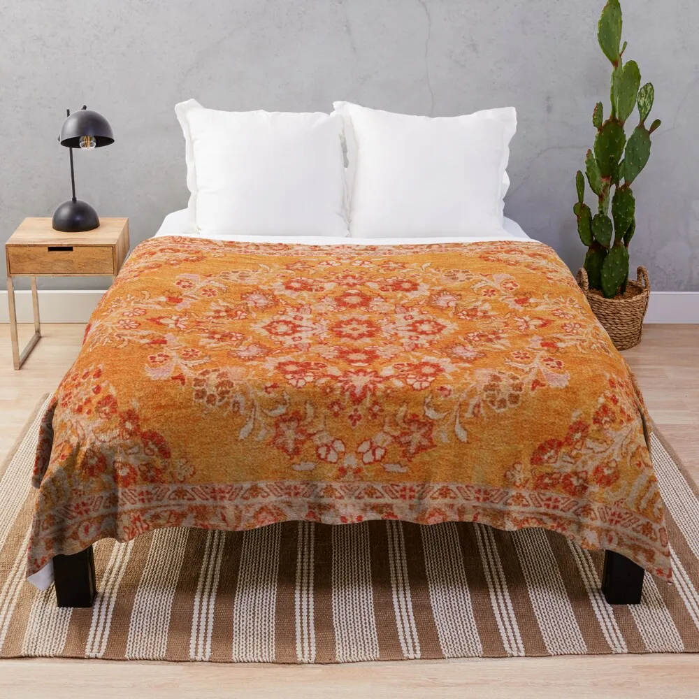 

Orange Bohemian Berber Traditional Moroccan Style Design Throw Blanket weighted blanket travel blanket Decorative sofa blankets