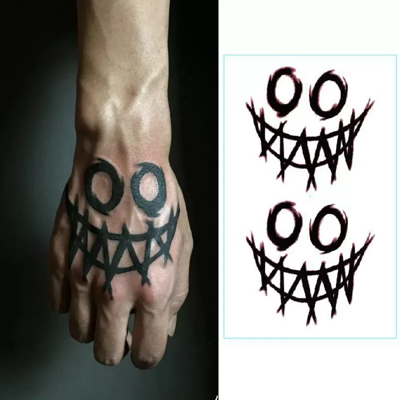 

Tattoos Hand Back Fake Tattoo Sticker Dark Tattoo Stickers Black Smile Rose Tatto Witch Cube Arm Foot Tatoo Waterproof