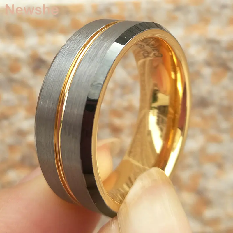 

Newshe вольфрамовые очаровательные Модные кольца для мужчин 8 мм свадебные ленты для него фрагменты инкрустация Карбид ювелирные изделия Акци...