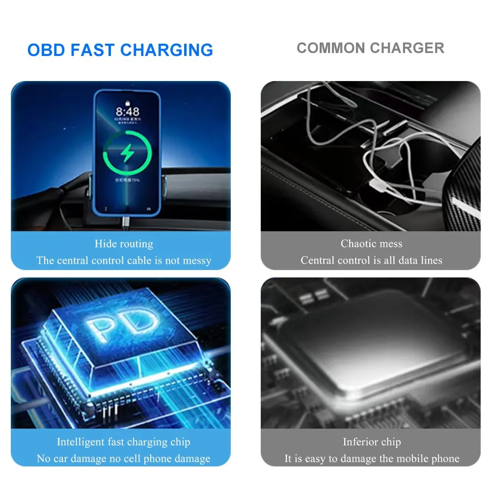 

Model3 30W Fast Charging Car OBD Phone Holder ModelY For Tesla Model 3/Y 2022 Accessories Auto Interior Parts Car-style 2021