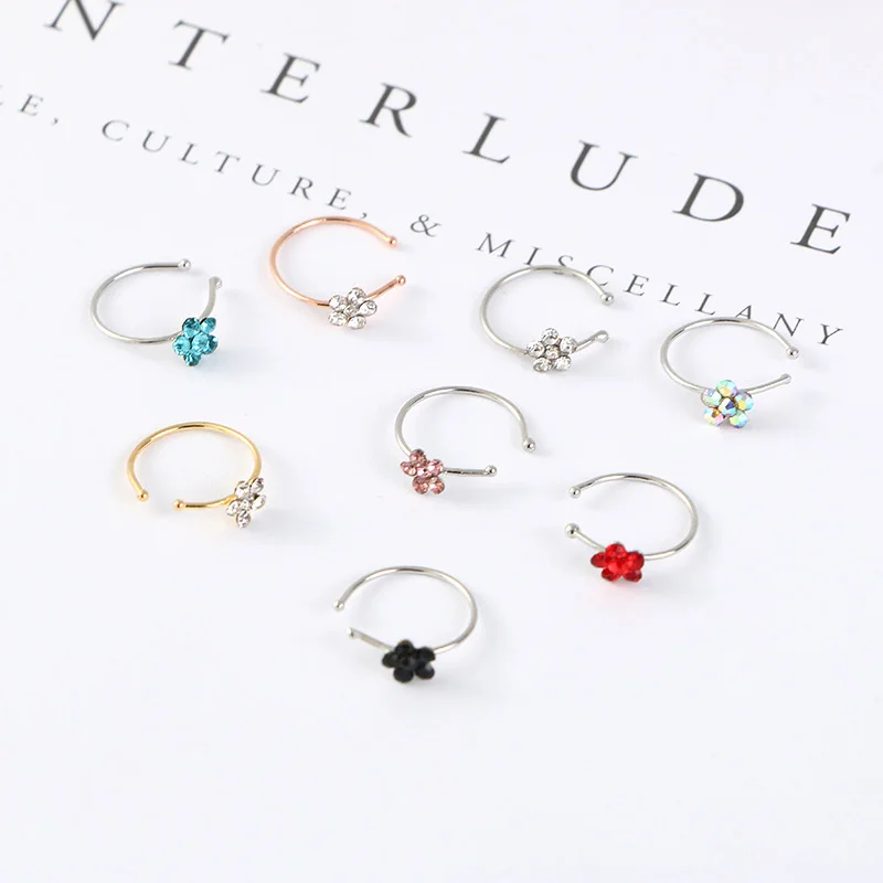 1 шт. цветок клип нос кольцо поддельные пирсинг серьги-кольца шпильки не из