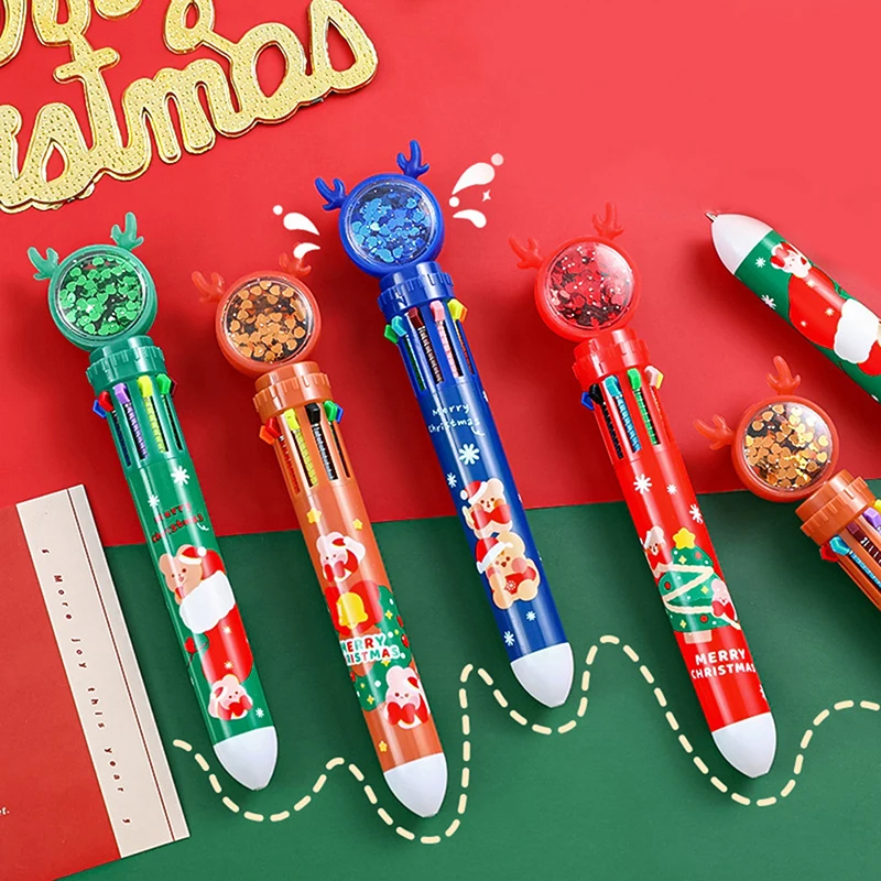 

Christmas Ballpoint Pen Cartoon Santa Claus Ten Color Pen Stationery Gift Office Supplies