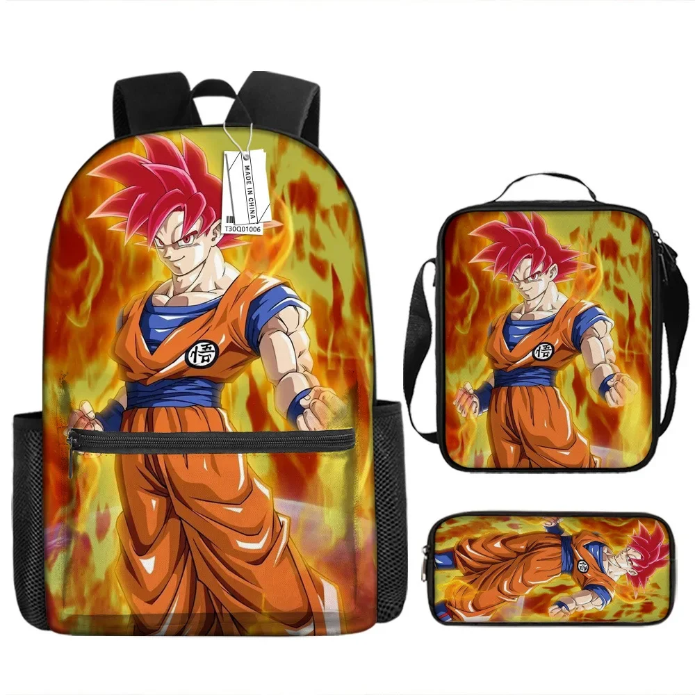 

New Anime Backpack Dragon Ball Fashion Polyester Sports Sun Wukong Elementary School School Bag Lunch Bag Pencil Case