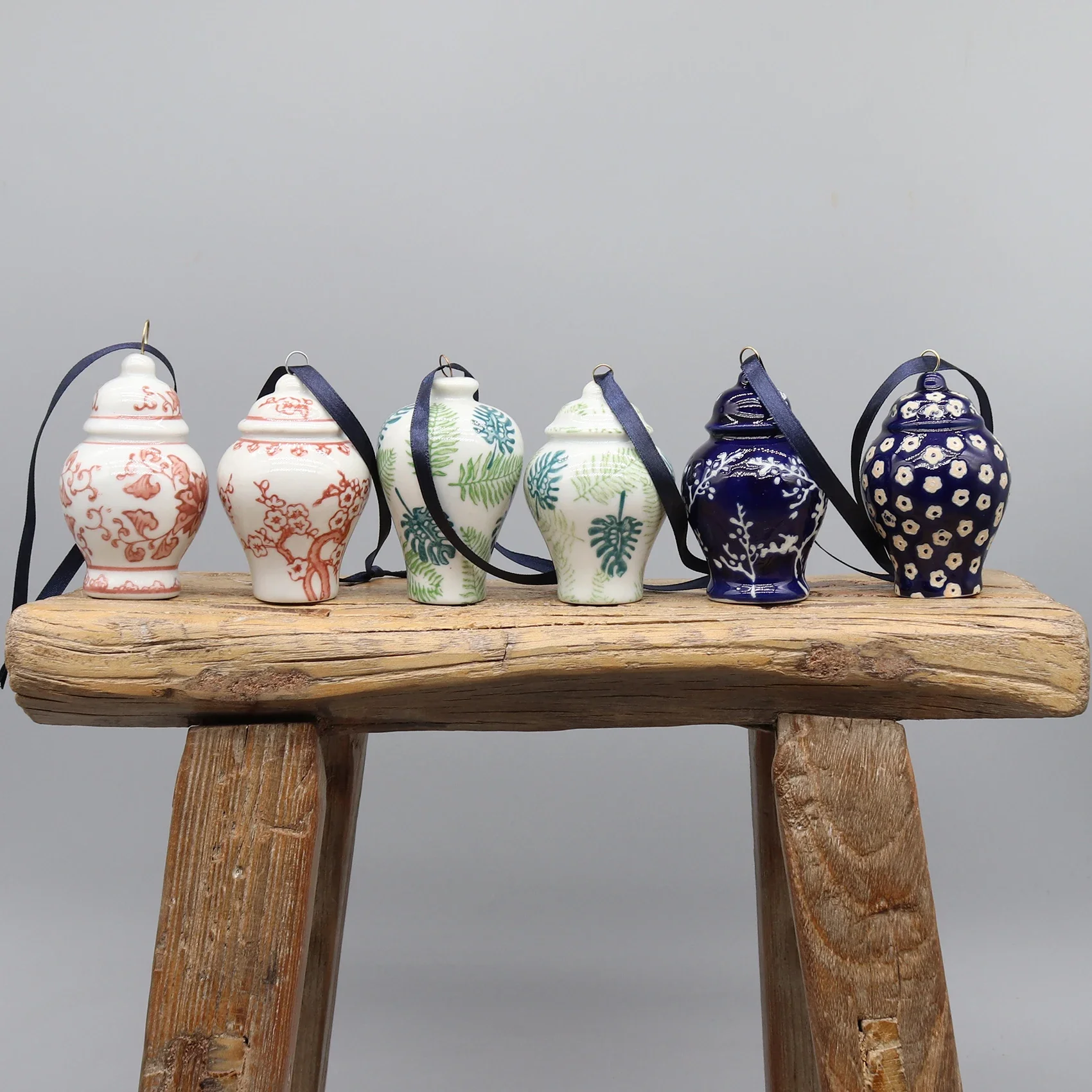 Керамические Подвески набор из 6 Мини керамических банок рождественские