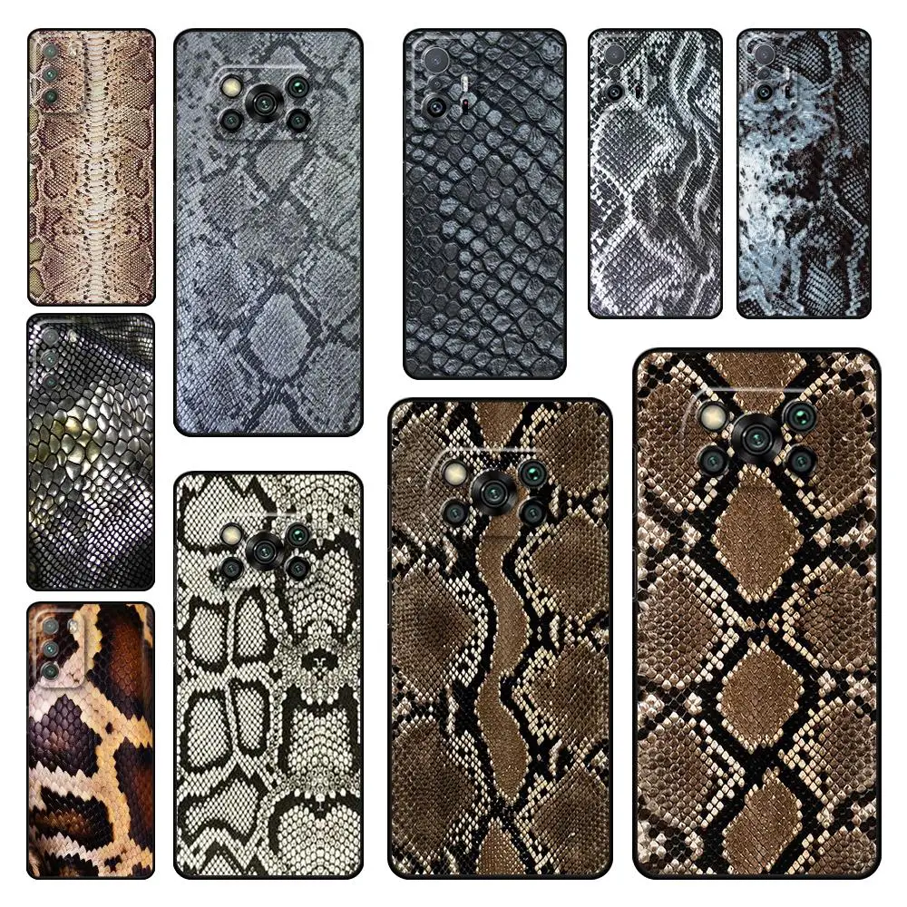 Силиконовый чехол из змеиной кожи для Xiaomi 8 Lite 9 9T 10T 11 11T 12 Pro 12X A1 A2 A3 5X 6X CC9E - купить