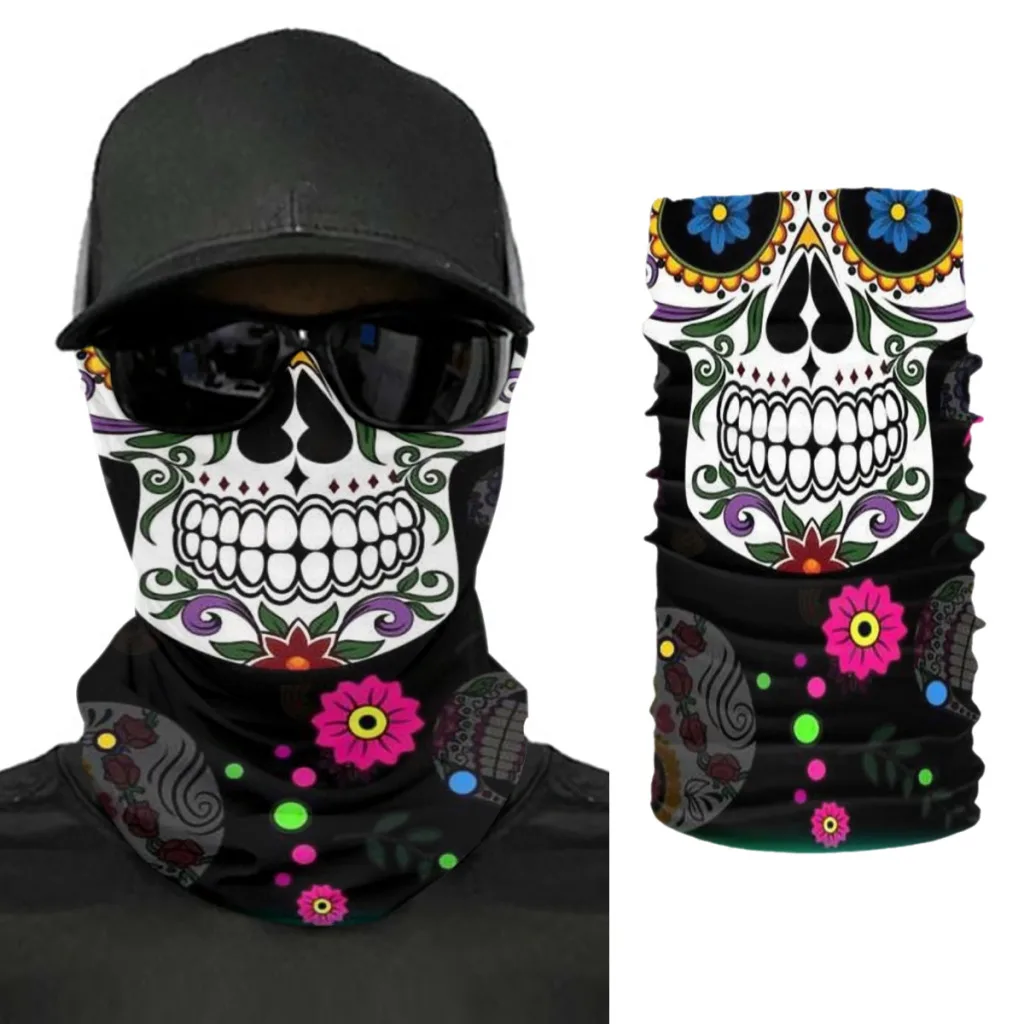 

Sugar Skull Multifunction Unisex Seamless Turban Scarf Men Outdoor Sport Women Head Face Neck Cover Warmer Headwear Scarves