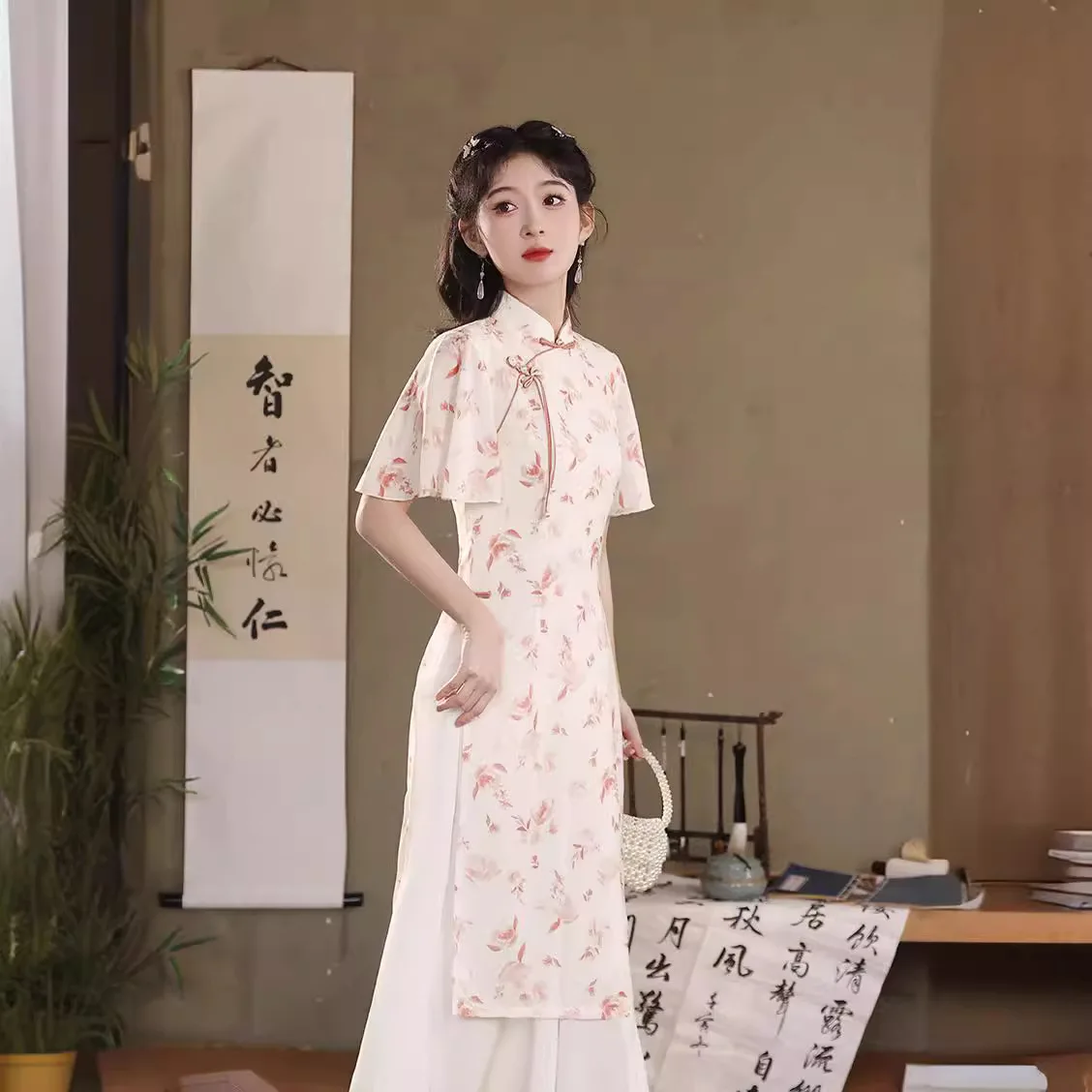 Новинка весна-лето 2024 улучшенное повседневное длинное приталенное платье Ципао