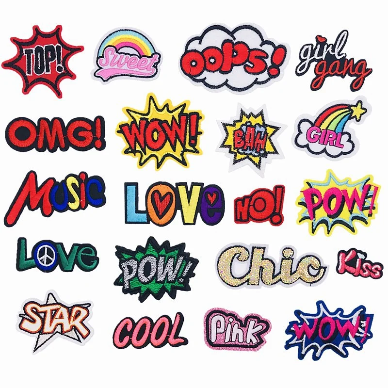 

New Kawaii English alphabet embroidery cloth stickers hat bag clothes fashion patch stickers punk hippie coat badge