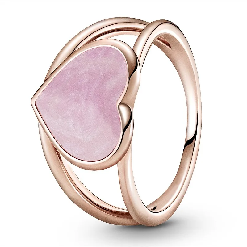 

Женское кольцо из серебра 925 пробы, со сверкающими розовыми сердечками