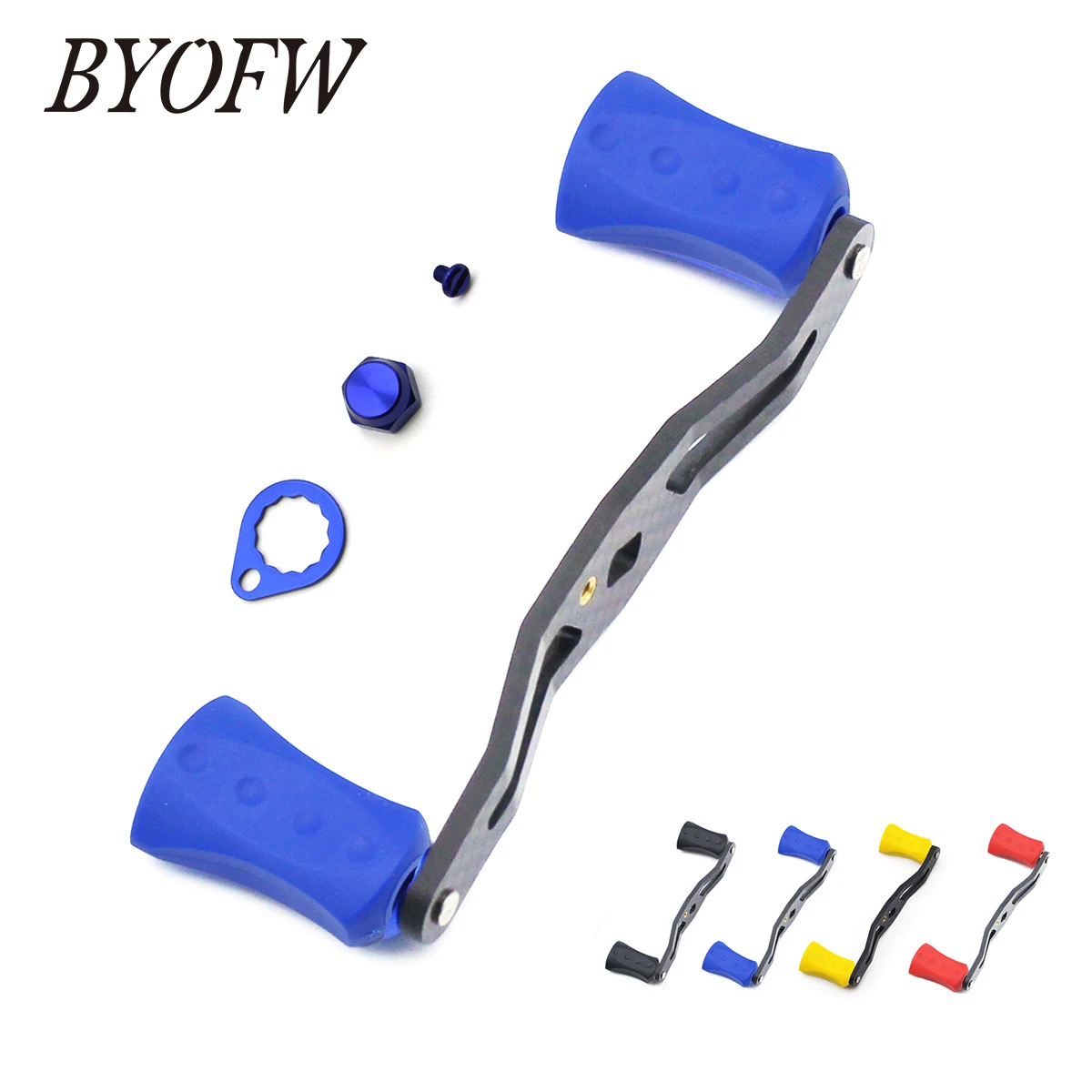 

BYOFW 100mm Baitcasting Fishing Reel Handle Carbon Fiber Grip Rubber Knob Light Weight Hole 8*5mm DIY Replacement Accessory