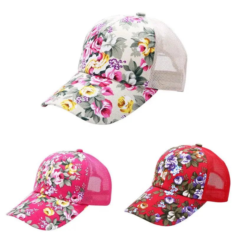 

Female Male Flower Caps Sunshade Hats Casual Snapback Caps Fashion Breathable Baseball Cap