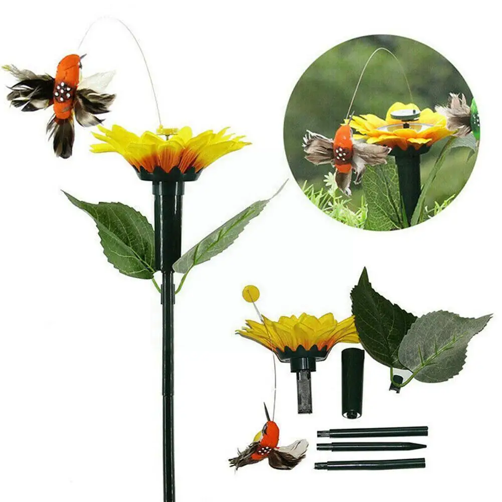 

Garden Decoration Solar Powered Sunflower Dancing Butterflies Bird Home Outdoor Yard Farmland Humming Decoration Flying J2l3