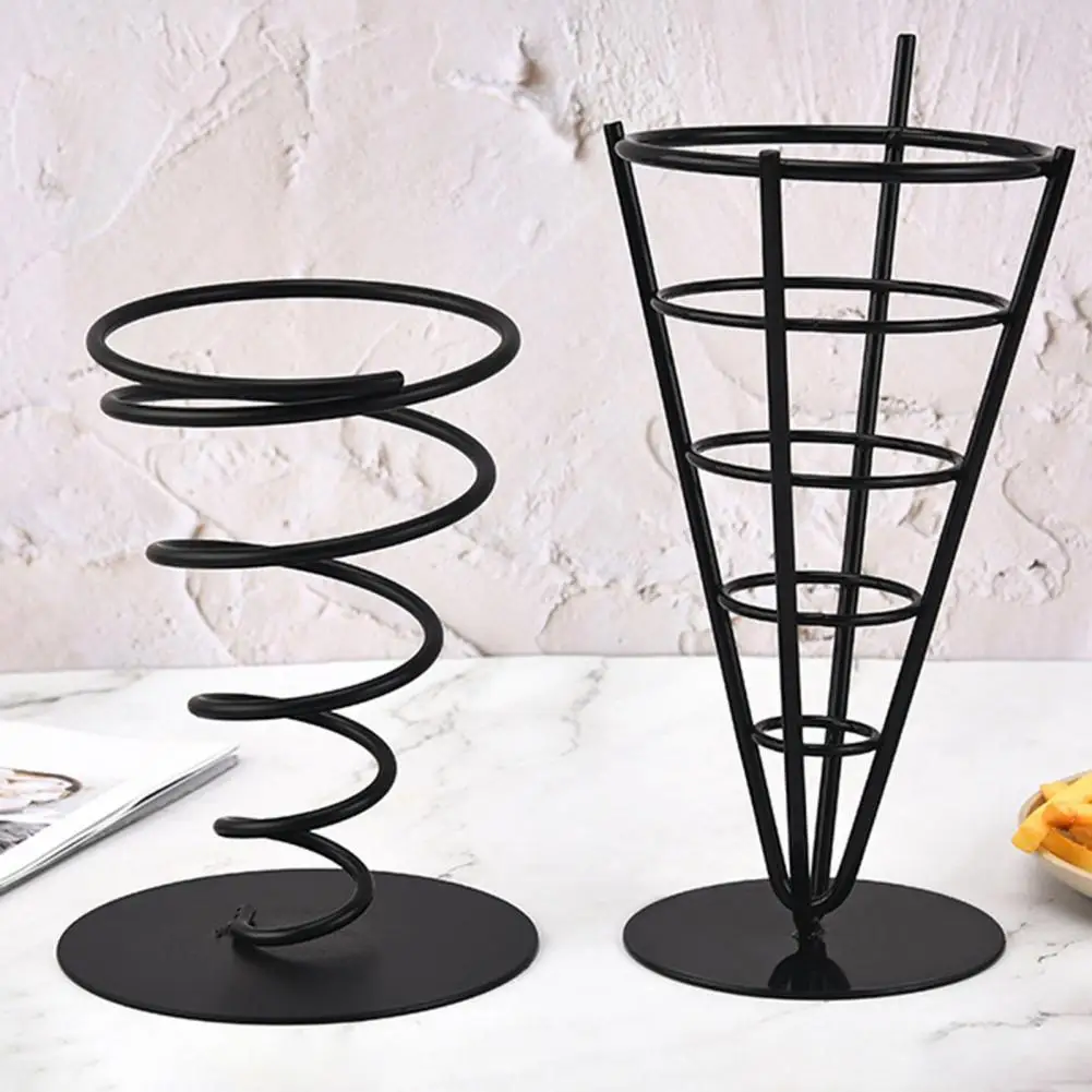 

French Fries Stand Ice Cream Rack Wrought Iron Cone Snack Display Stand French Fries Fish Chips Appetizers Stand Cone Basket