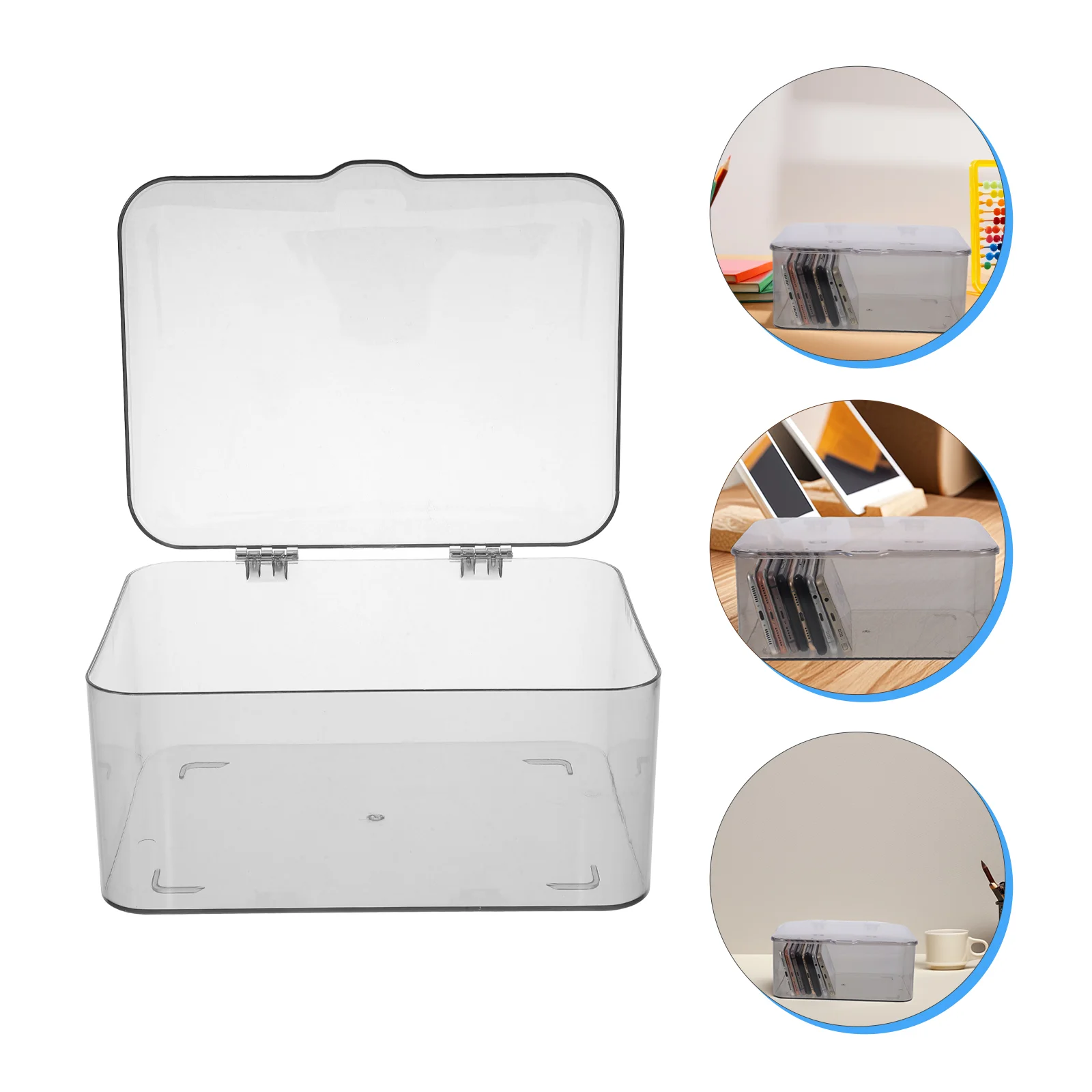 Ящик для хранения с крышкой прозрачный настольный органайзер витрина ювелирных