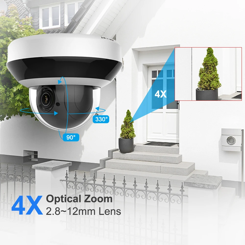 ptz ip dome poe camera 4mp 4x zoom sd card hikvision oem outdoor surveillance camera security audio night vision hik connect free global shipping