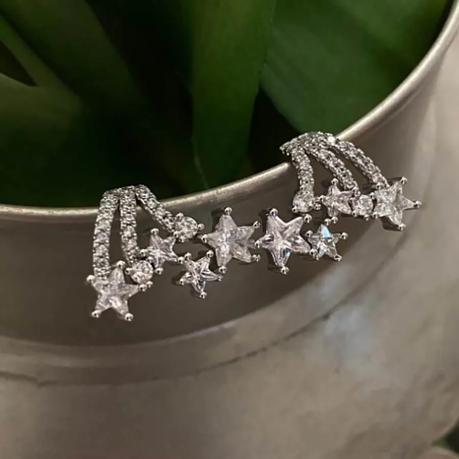 

sweet chic girl star earrings popular shiny rhinestone brilliant starry shiny charm stud ear accessories