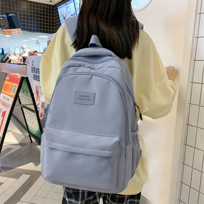 

Женский однотонный рюкзак, повседневная дорожная сумка с несколькими карманами для женщин, школьный ранец для девочек-подростков