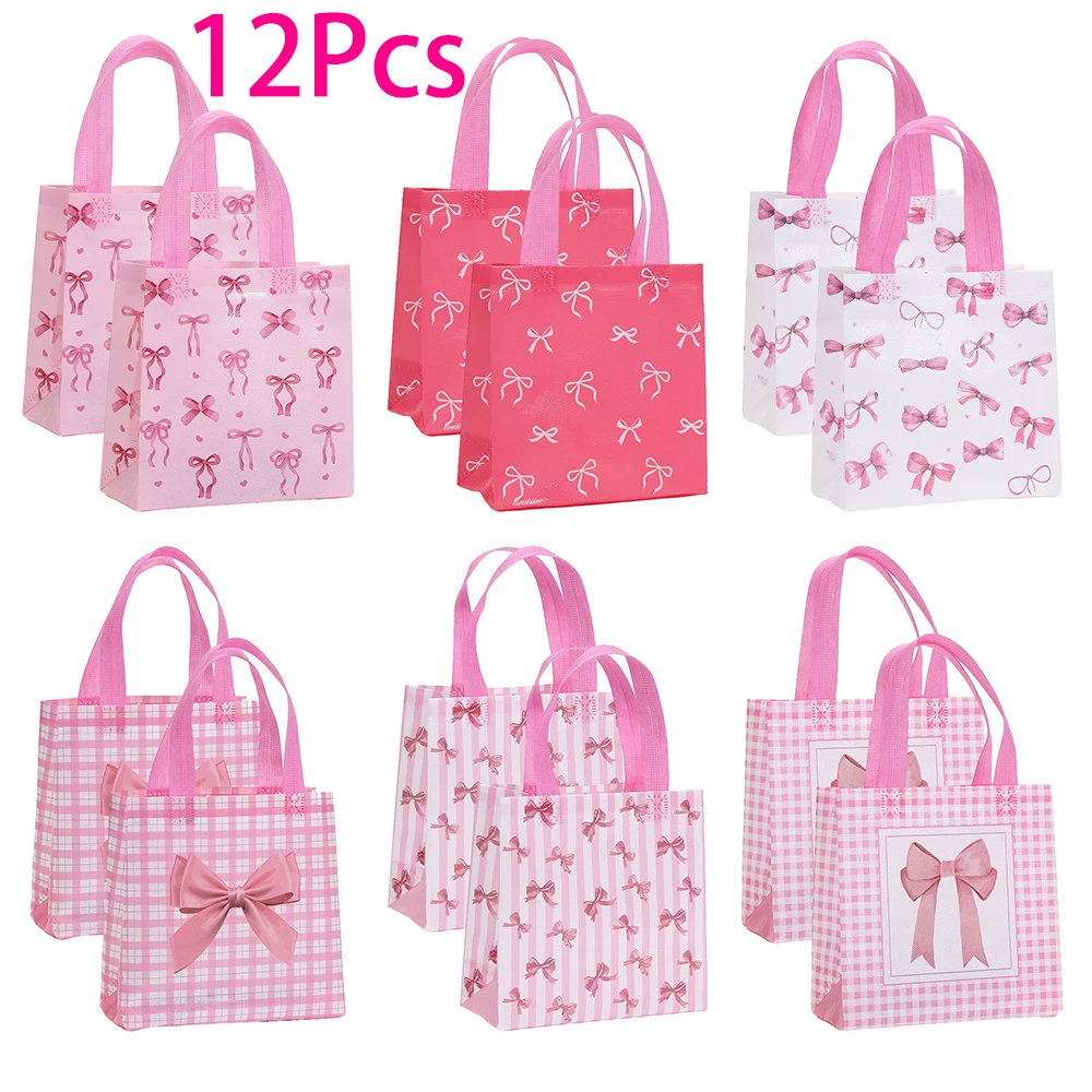 

Набор из 12 розовых нетканых подарочных пакетов