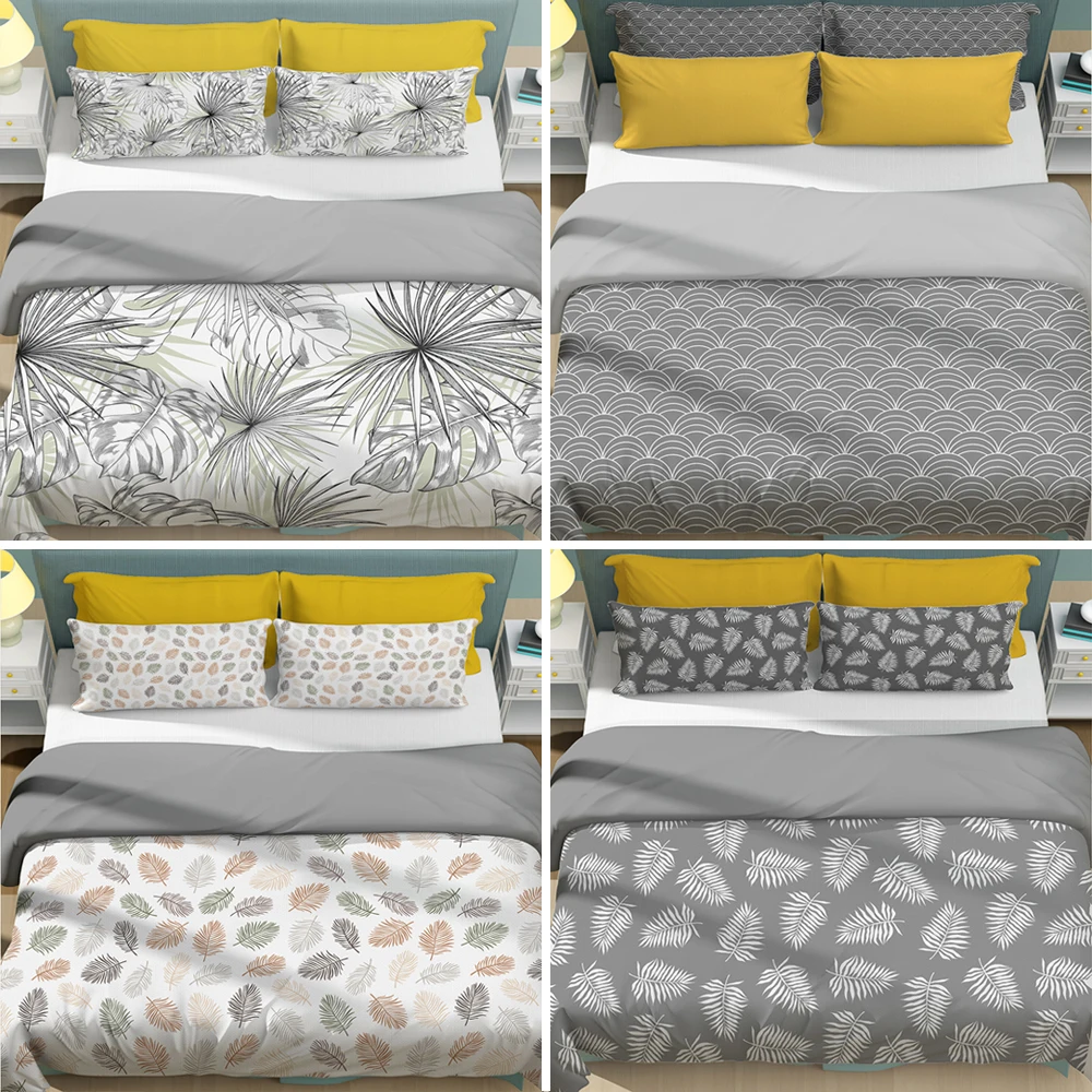 

Chic 3D Duvet Cover Tropical Leaves Printed 240x220 Bedding Set 2/3pcs Quilt Cover With Zipper Closure King Size Comforter Cover