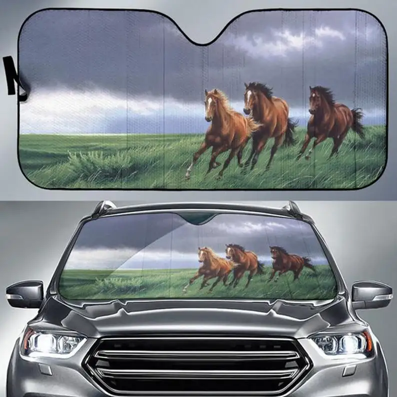 

Car Sun Shade with Horse Print, Auto Sun Shade a unique Gift for Horse Lovers.